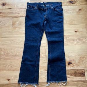 Patagonia Navy Flare Jeans with Frayed Hem